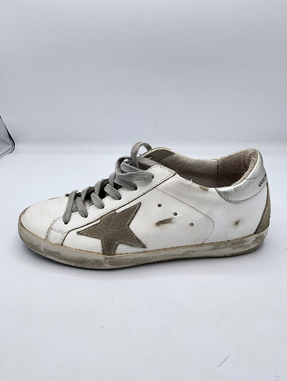 Golden Goose White Sneakers with Gray Star